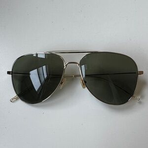 Saint Laurent Gold and Black Aviator Sunglasses